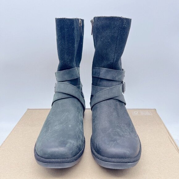UGG Lorna Waterproof Bootie Boots Black Suede Leather Wool Womens US 6 New - Picture 4 of 11